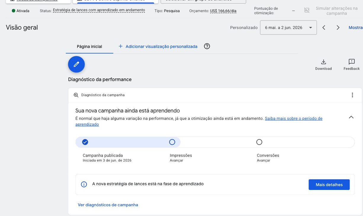 Diagnóstico da campanha publicada
